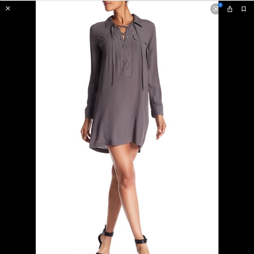 1.State Lace Up Long Sleeve Shift Dress
